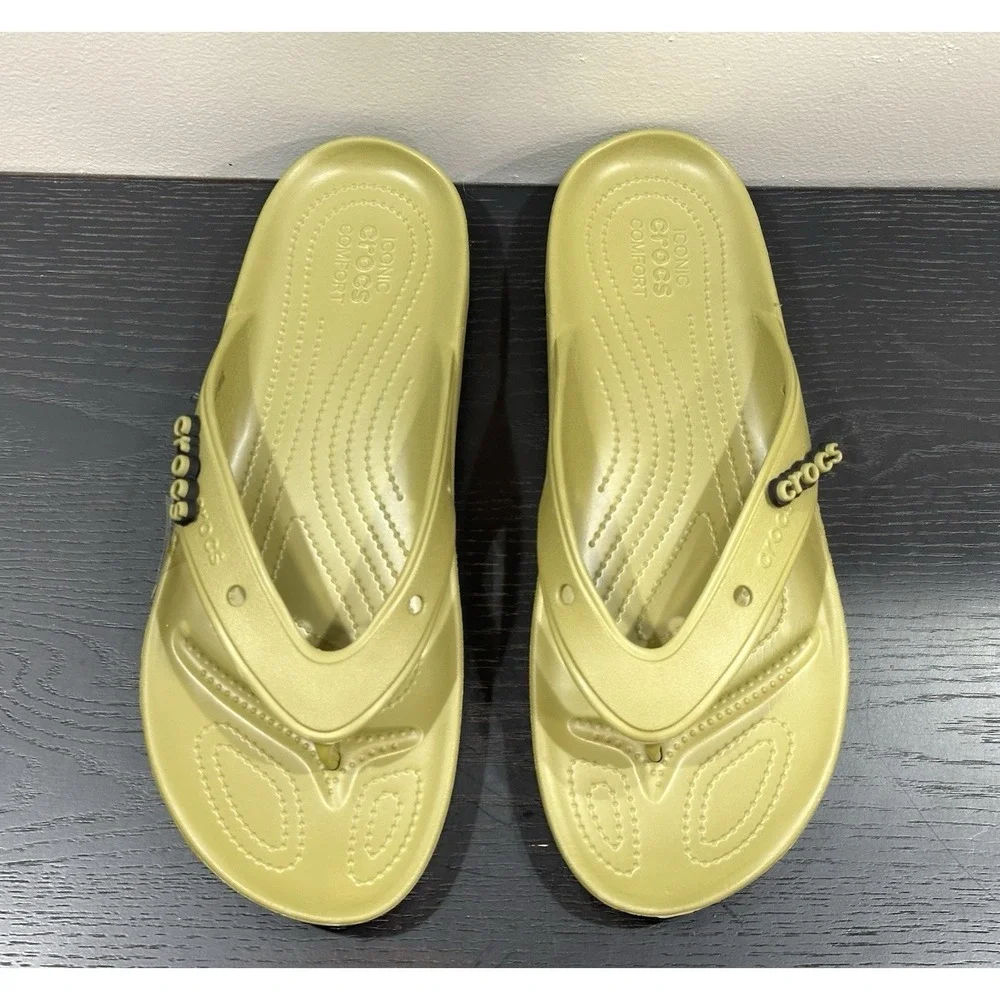 CROCS CLASSIC ALL TERRAIN FLIP MENS GREEN Flip Flops Sandals Size 10